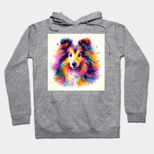 Abstract painting of a Sheltie Dog Hoodie